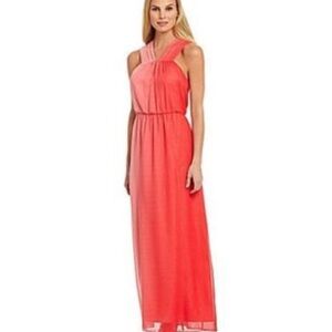 Antonio Melani Coral Ombré Chiffon Maxi Dress Wedding Guest Resortwear 8